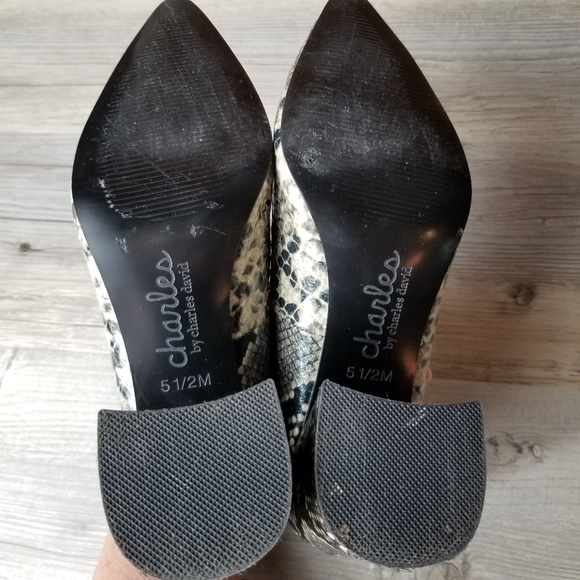 Charles David Snakeskin Print Block-Heel Pumps - Picture 5 of 8